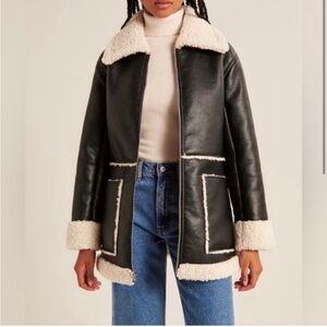 NWT Abercrombie & Fitch Vegan Leather Coat